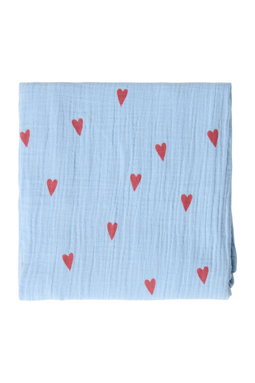 Studio Noos large swaddle // light blue hearts