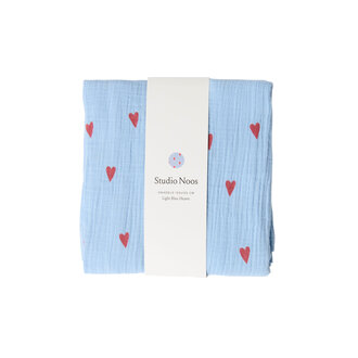 Studio Noos large swaddle // light blue hearts