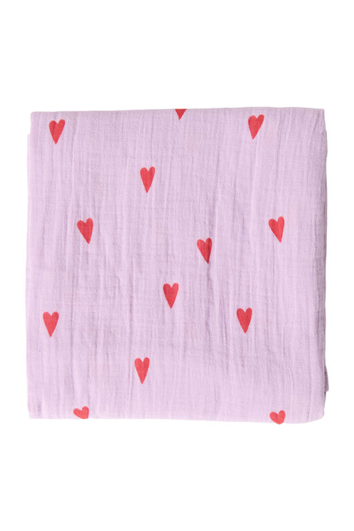 Studio Noos large swaddle // purple hearts