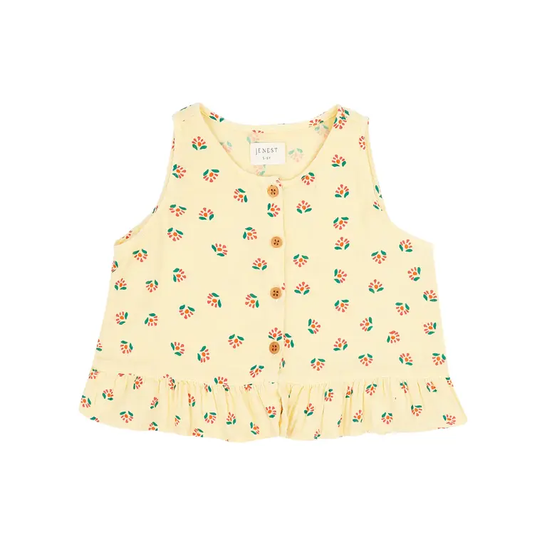 Jenest sofie top // flower aop soft yellow