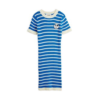 Mini Rodini ritzratz patch rib knitted stripe ss dress // blue