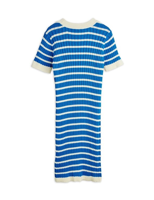 Mini Rodini ritzratz patch rib knitted stripe ss dress // blue