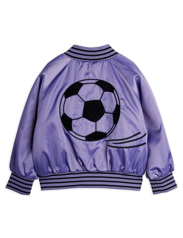 Mini Rodini soccerball chenille satin bsb jacket // purple