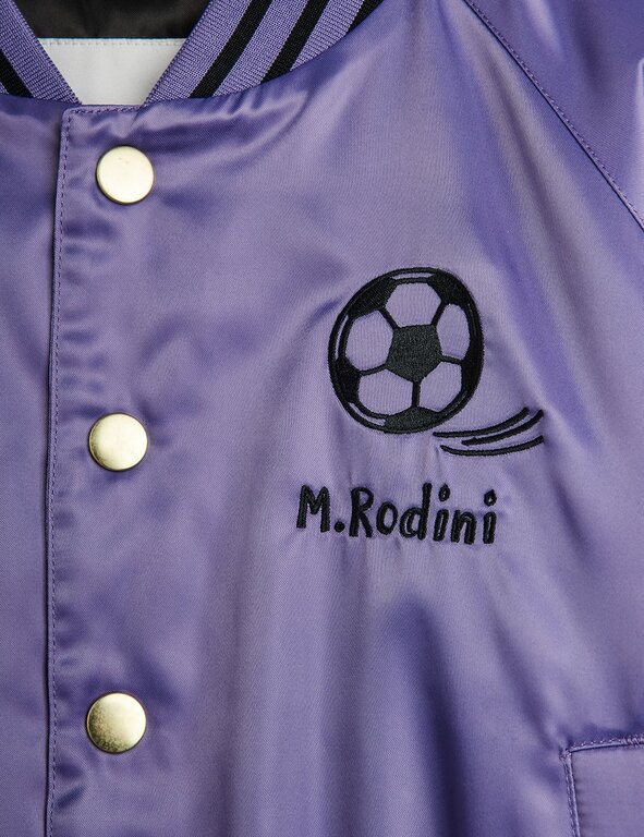 Mini Rodini soccerball chenille satin bsb jacket // purple