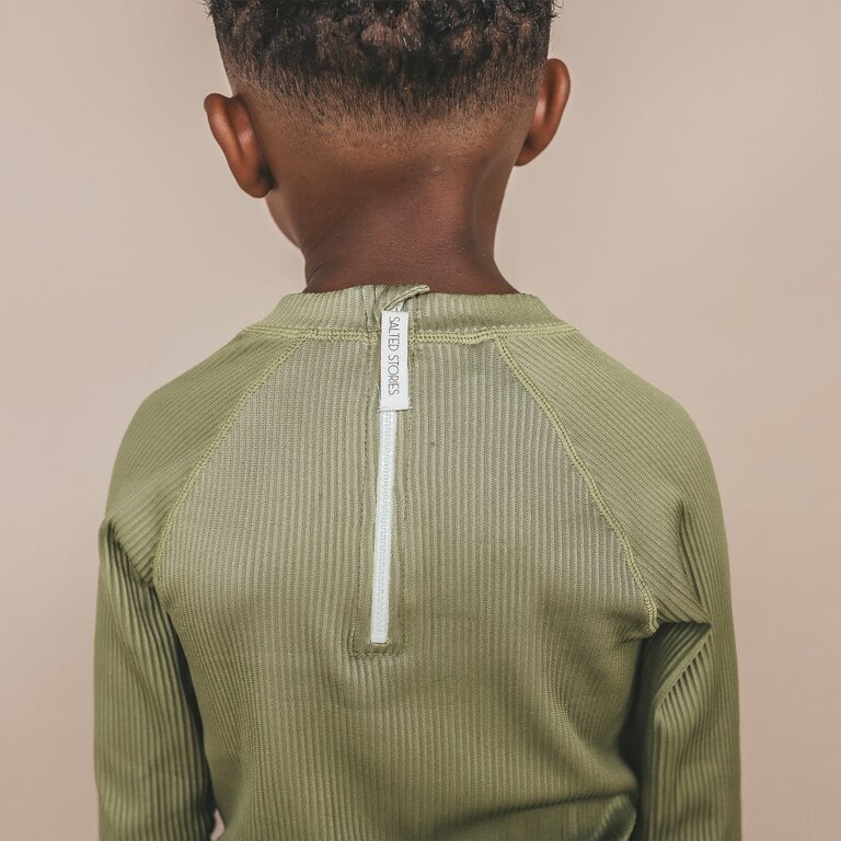 Salted Stories solid rib swim longsleeve // iguana