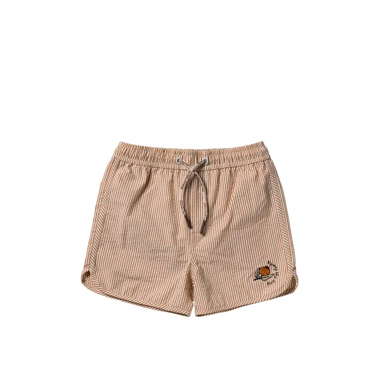 Salted Stories seersucker swim shorts // bombay brown