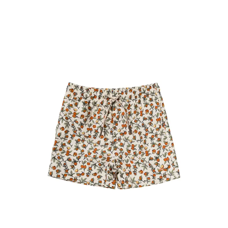 Salted Stories pommegranate swim shorts // white swan