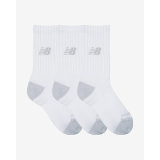 New Balance youth active crew socks // white grey