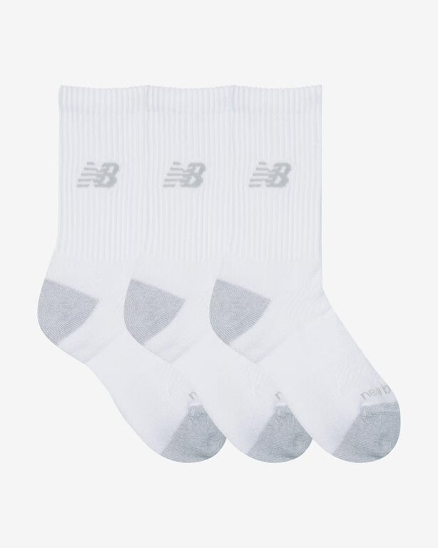 New Balance youth active crew socks // white grey