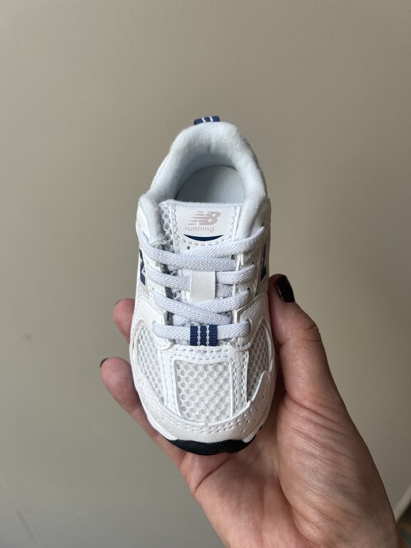 New Balance 530 toddler bungee lace // white/magic blue