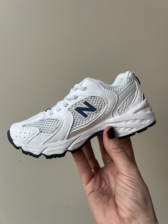 New Balance 530 kids bungee lace // white/magic blue