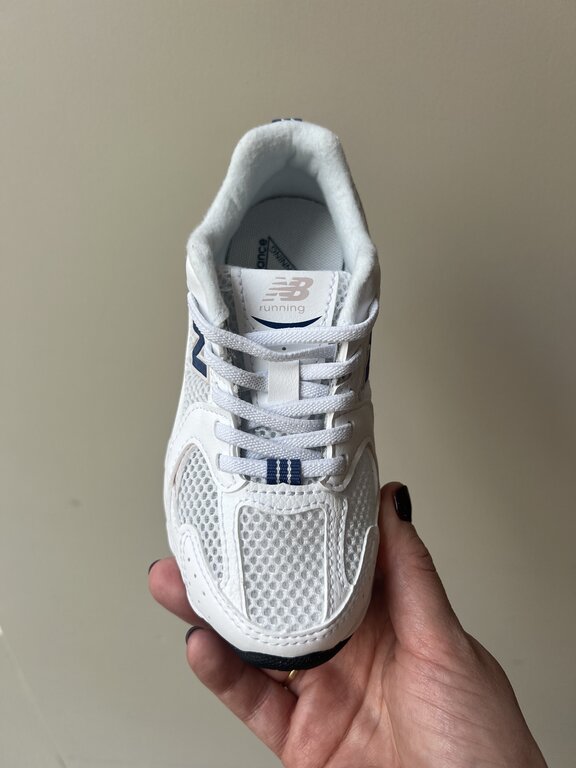 New Balance 530 kids bungee lace // white/magic blue