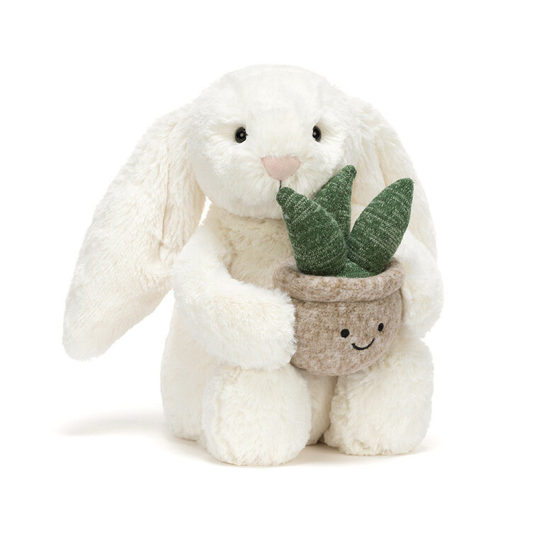 Jellycat cream bunny // with plant