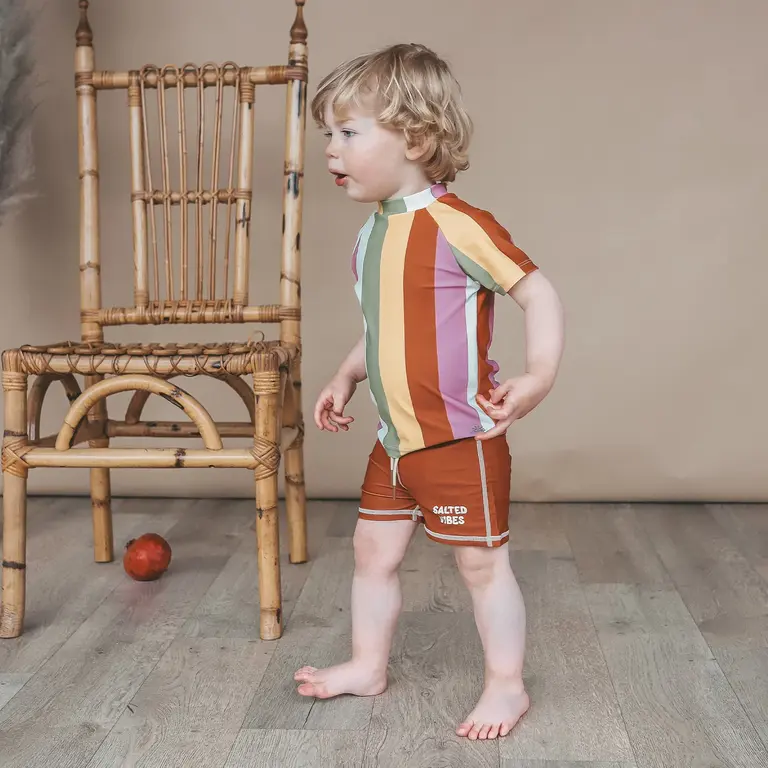 Salted Stories multi stripe swim tee // multicolor