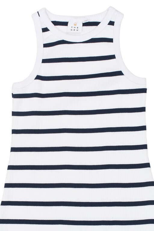 The New tish rib dress // navy blazer striped