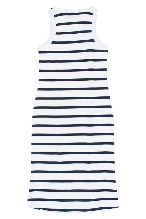 The New tish rib dress // navy blazer striped