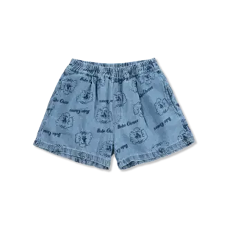 Bobo Choses pickles the dog all over denim short // kids