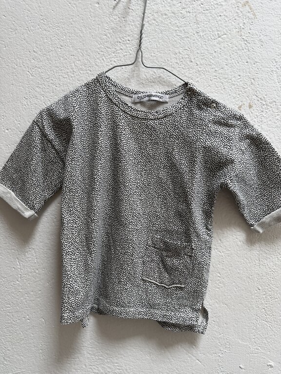 Preloved 2. Mingo shirt dots zwart/wit // 1/2-1y