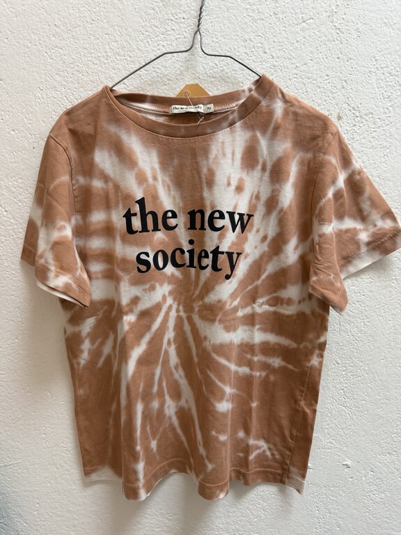 Preloved 2. New Society shirt tie dye wit terra // 8y