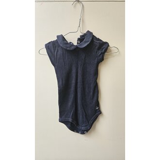 Preloved 13. Petit Bateau romper korte mouw donkerblauw glitter // 12m