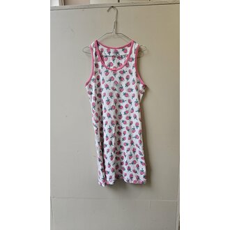 Preloved 15. Claessens jurkje met aardbeien wit roze // 10y