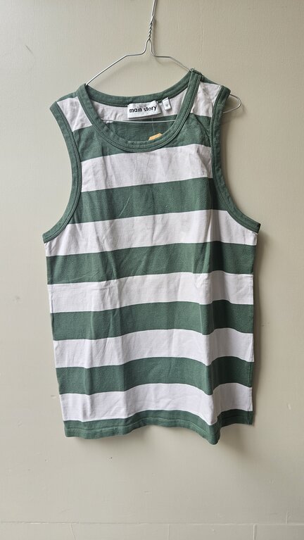 Preloved 1. Main story hemd groen wit gestreept // 12y
