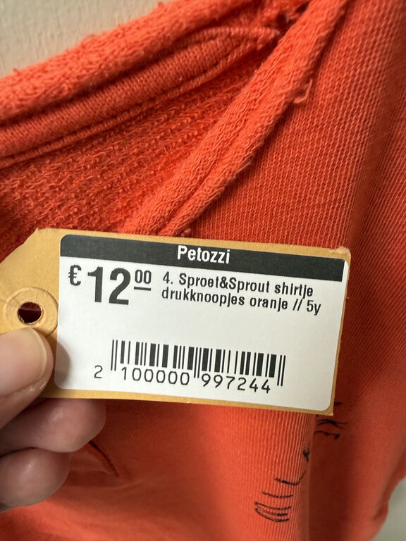 Preloved 4. Sproet&Sprout shirtje drukknoopjes oranje // 5y