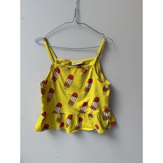 Preloved 4. CarlijnQ topje spaghettibandjes geel/ijsjes // 122-128