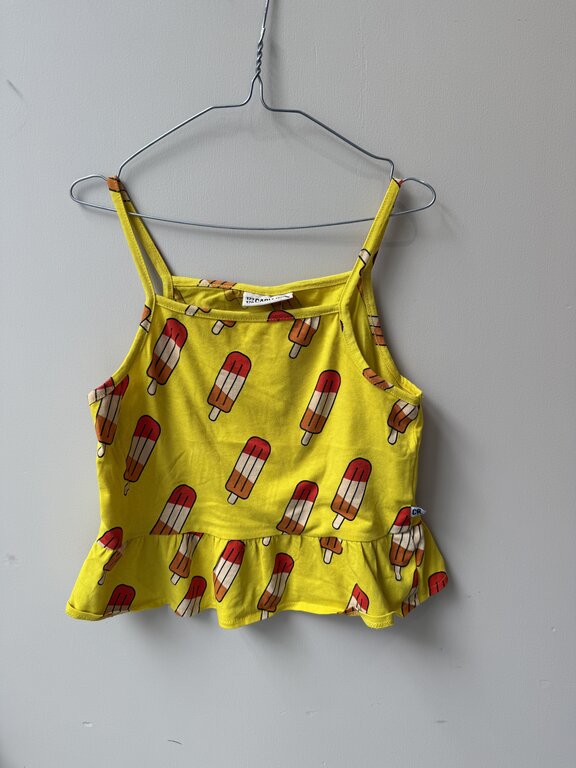 Preloved 4. CarlijnQ topje spaghettibandjes geel/ijsjes // 122-128
