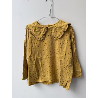 Preloved 4. Tinycottons blouse met kraag en stippen gelig // 6y