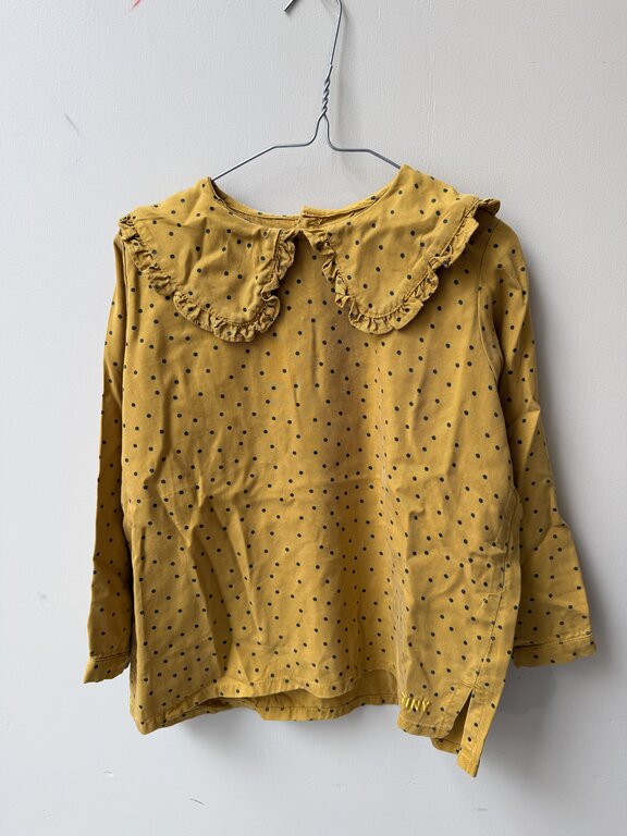 Preloved 4. Tinycottons blouse met kraag en stippen gelig // 6y
