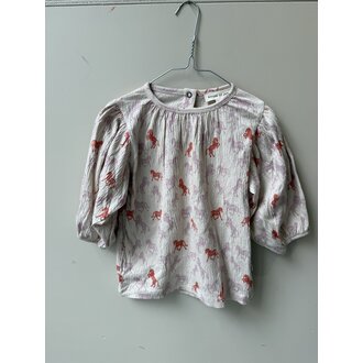 Preloved 4. House of jamie top paardenprint roze/beige // 122-128