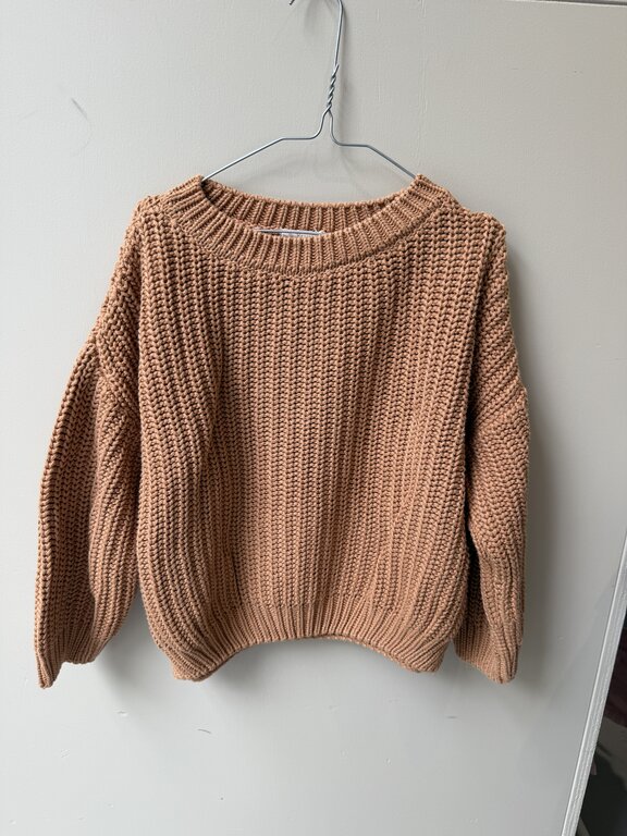 Preloved 4. Yuki katoenen trui bruin/oranje // 5-6y