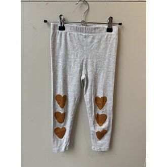 Preloved 4. Tinycottons legging  met hartjes op de knie grijs // 6y
