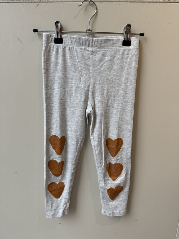 Preloved 4. Tinycottons legging  met hartjes op de knie grijs // 6y