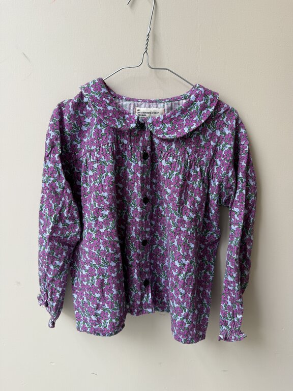 Preloved 4. Piupiuchick blouse met bloemenprint paars // 6y