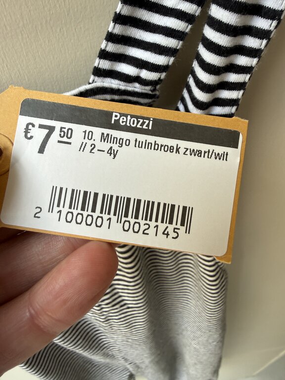Preloved 10. Mingo tuinbroek zwart/wit // 2-4y