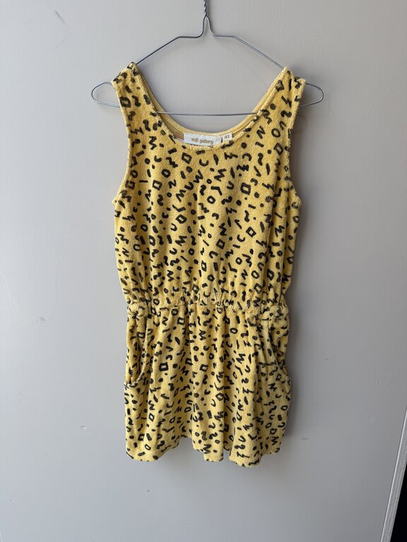 Preloved 10. Soft Gallery jurk geel/zwart // 4y
