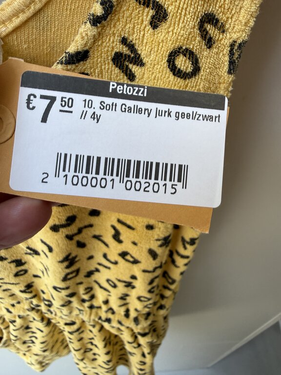 Preloved 10. Soft Gallery jurk geel/zwart // 4y