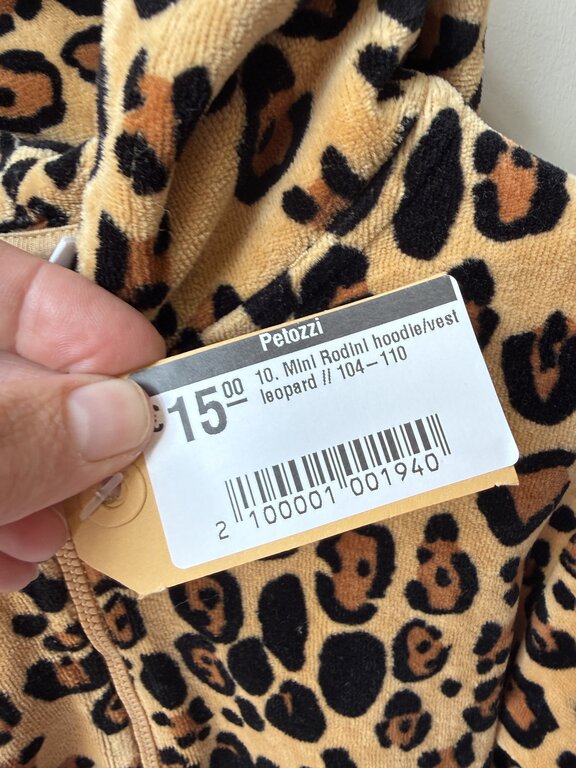 Preloved 10. Mini Rodini hoodie/vest leopard // 104-110