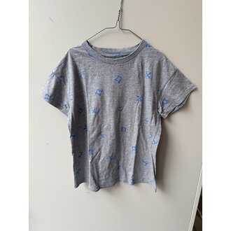 Preloved 11. Nixnut t-shirt letters lichtgrij/blauw // 128