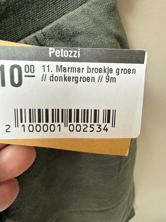 Preloved 11. Marmar broekje groen // donkergroen // 9m