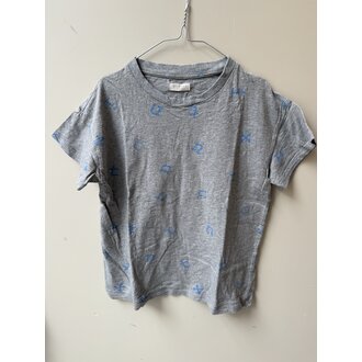 Preloved 12. Nixnut shirt met letters grijs/blauw // 128