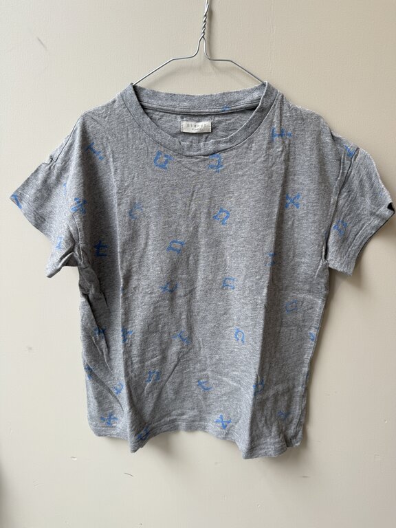 Preloved 12. Nixnut shirt met letters grijs/blauw // 128