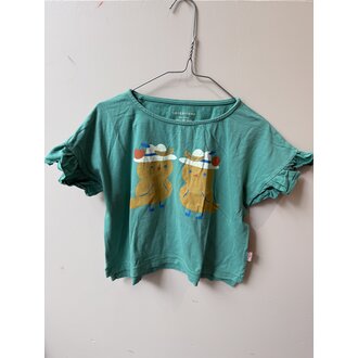 Preloved 12. Tinycottons t-shirt groen met vogels // 3y