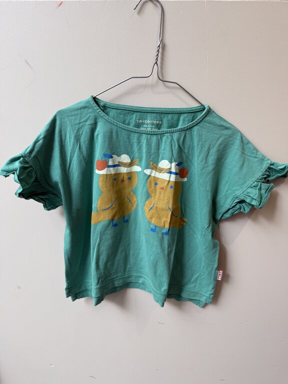 Preloved 12. Tinycottons t-shirt groen met vogels // 3y