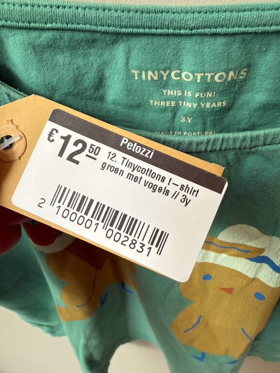 Preloved 12. Tinycottons t-shirt groen met vogels // 3y