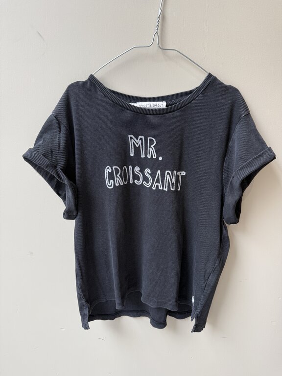 Preloved 14. Sproet&Sprout tshirt mr croissant zwart // 7/8y