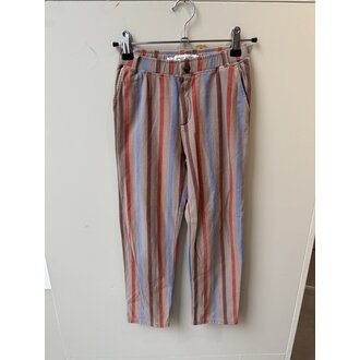 Preloved 14. Sproet&Sprout gestreepte broek beige/blauw/rood // 7y