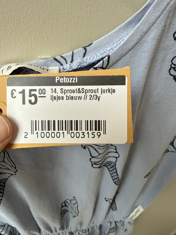 Preloved 14. Sproet&Sprout jurkje ijsjes blauw // 2/3y